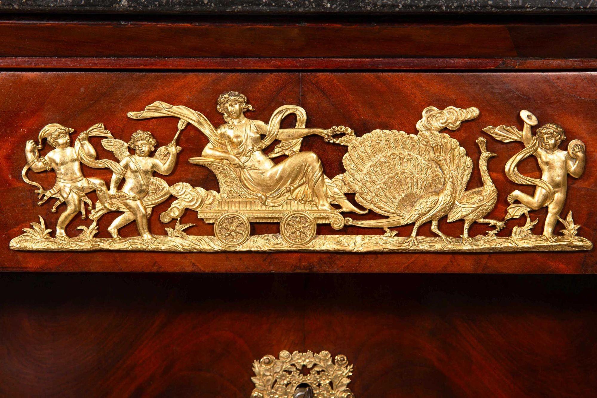 French Empire Mahogany Secretary Desk Cabinet with Drawers ca. 1830 8