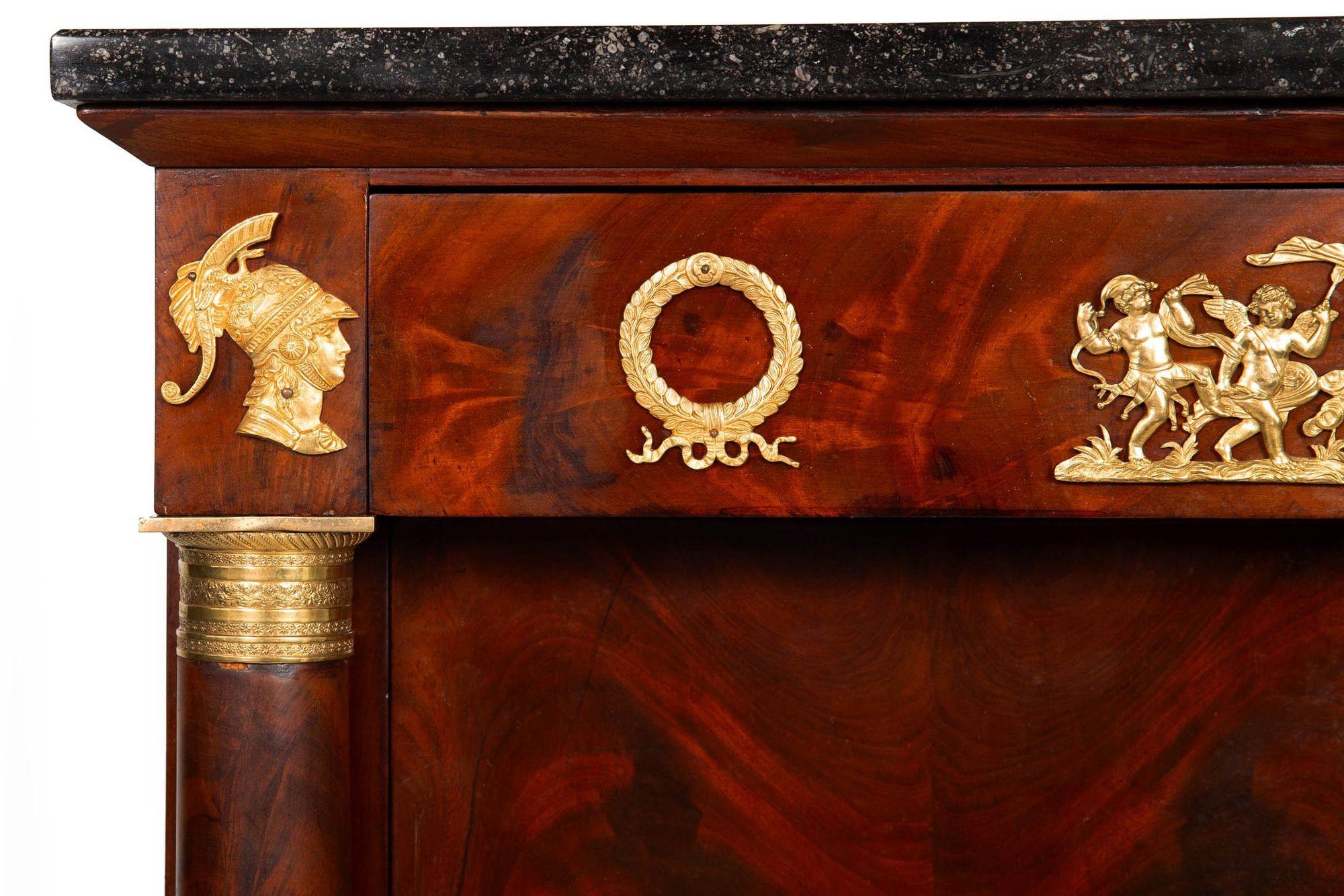 French Empire Mahogany Secretary Desk Cabinet with Drawers ca. 1830 9