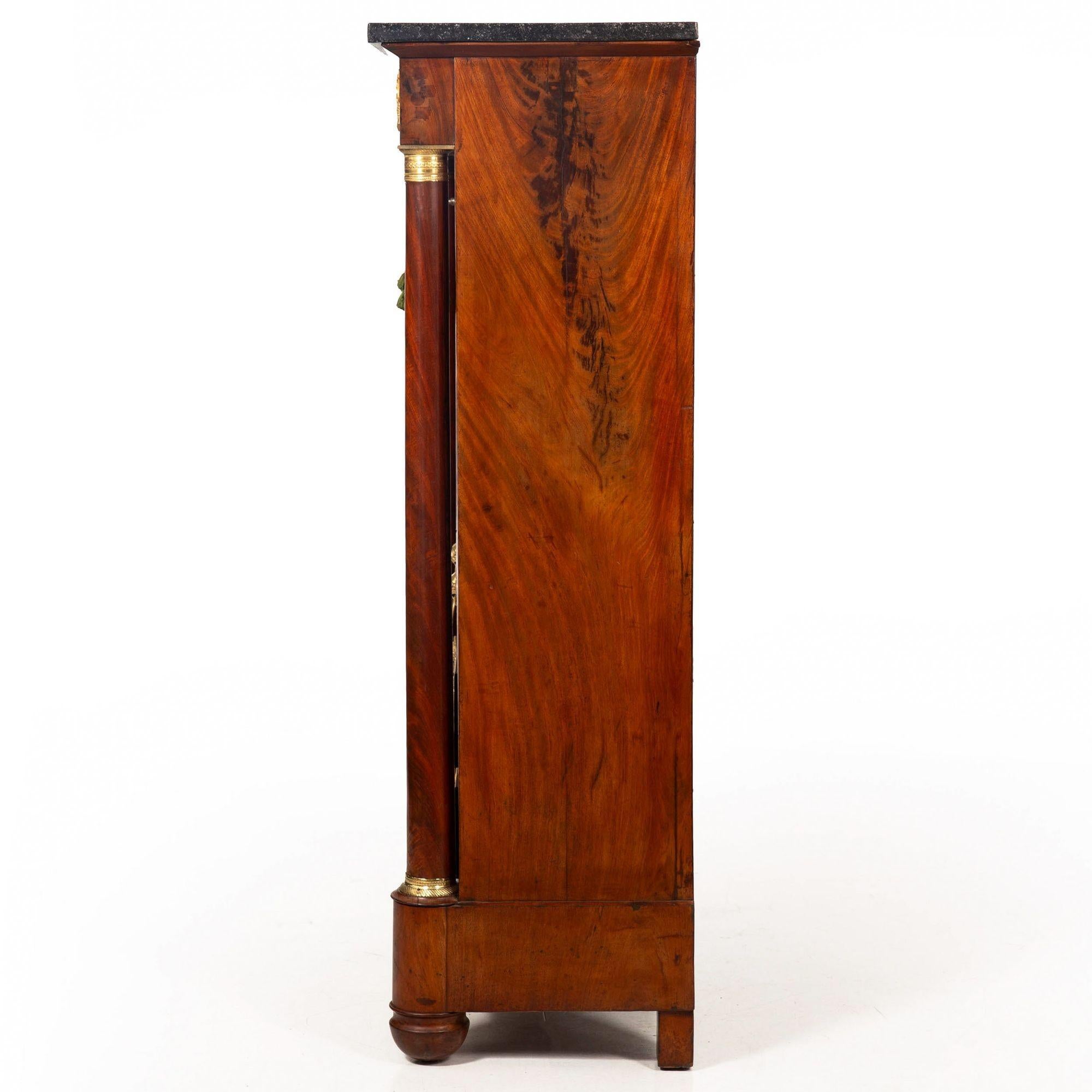 French Empire Mahogany Secretary Desk Cabinet with Drawers ca. 1830 In Fair Condition In Shippensburg, PA