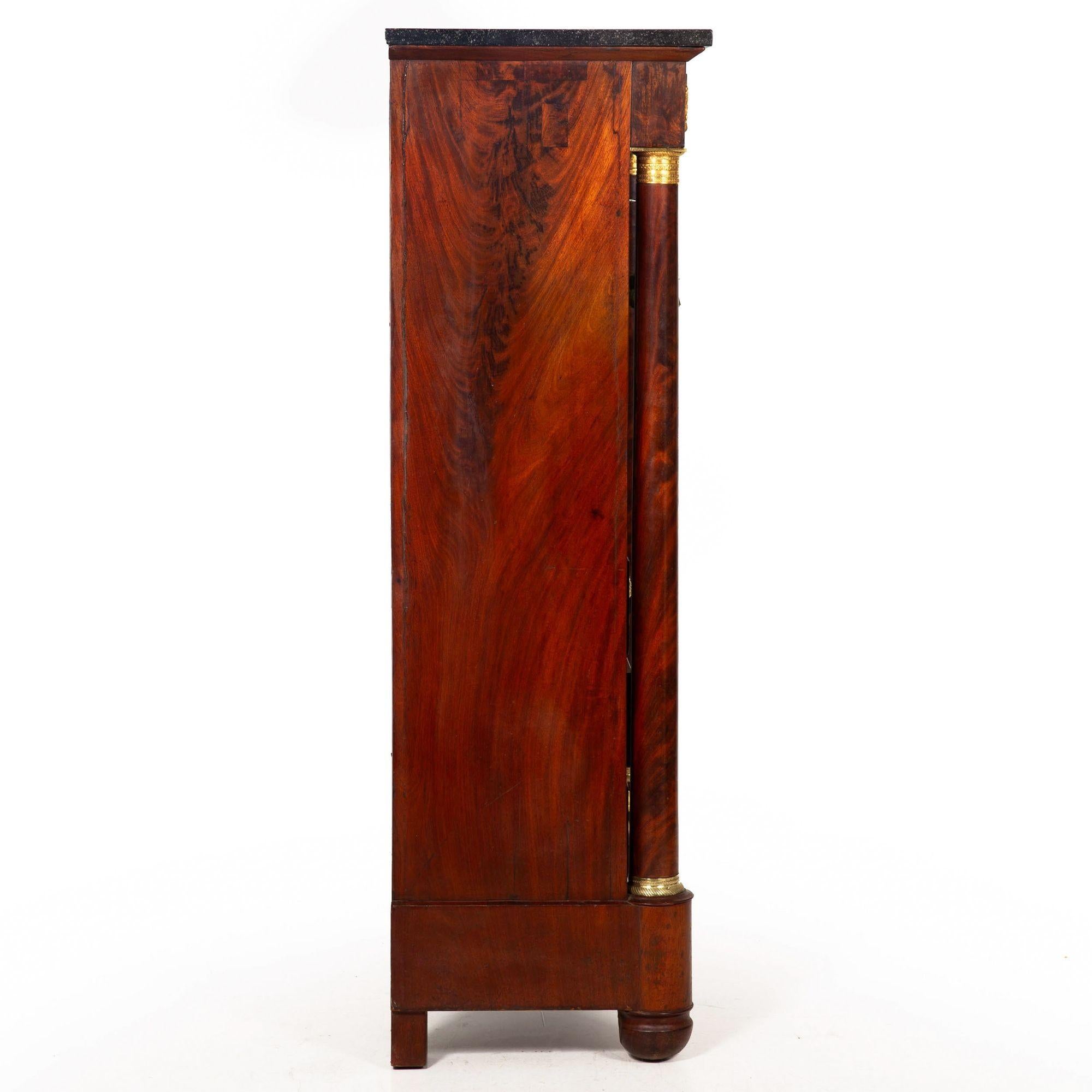 19th Century French Empire Mahogany Secretary Desk Cabinet with Drawers ca. 1830