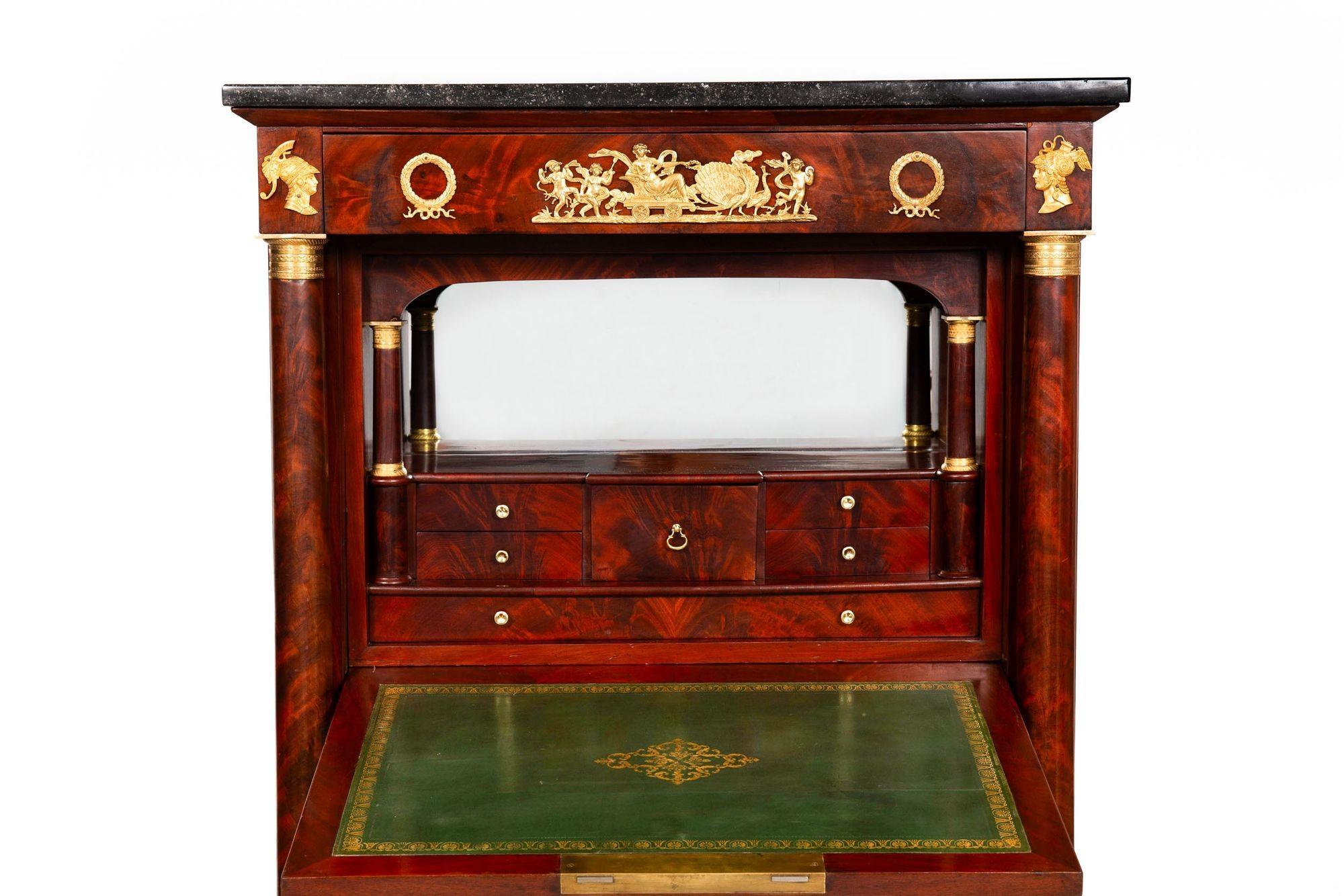 French Empire Mahogany Secretary Desk Cabinet with Drawers ca. 1830 2