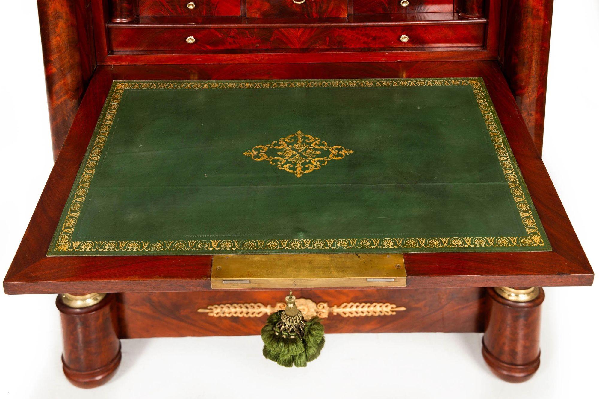 French Empire Mahogany Secretary Desk Cabinet with Drawers ca. 1830 3