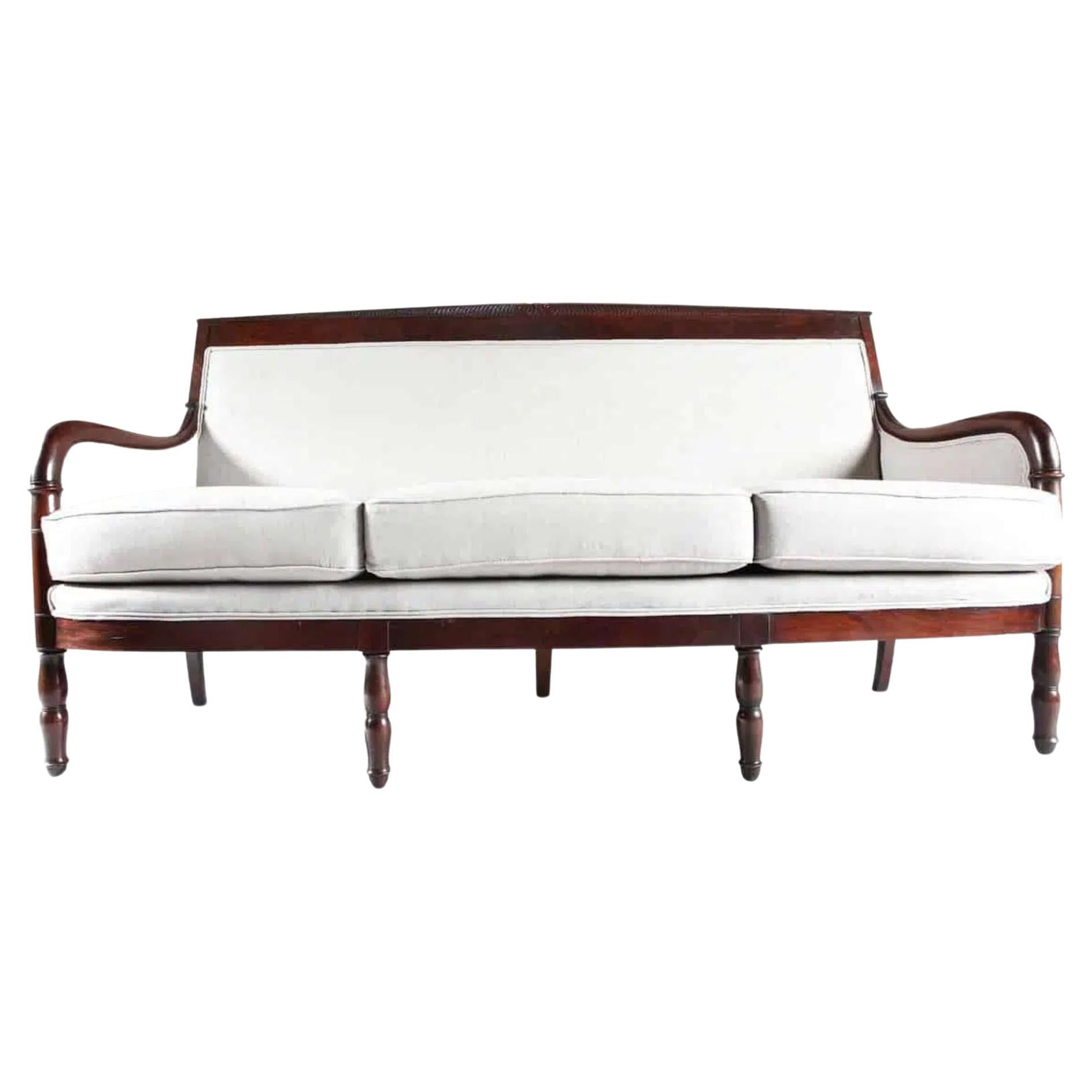 French Empire Mahogany Settee, Early 19th Century