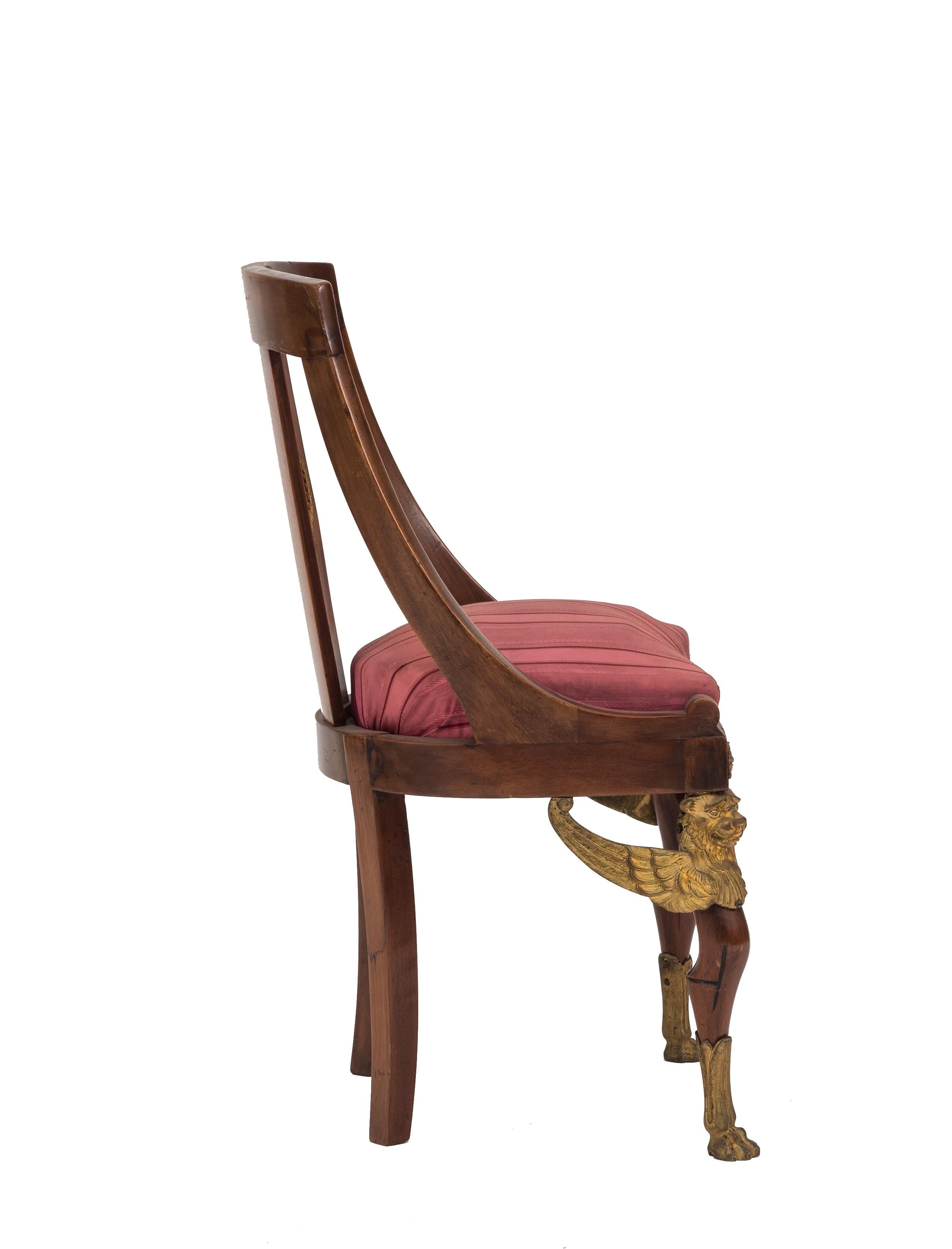 Beistellstuhl aus Mahagoni im französischen Empire-Stil (Französisch) im Angebot