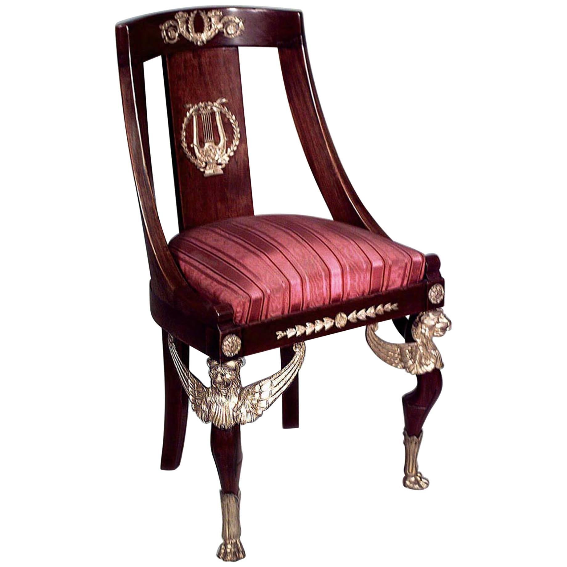 Chaise d'appoint Empire en acajou en vente