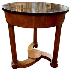 French Empire Mahogany Side Table with Black Belgian Marble