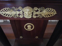 French Empire Mahogany Table with Gold Gilt Ormolu Mounts and Black Granite Top