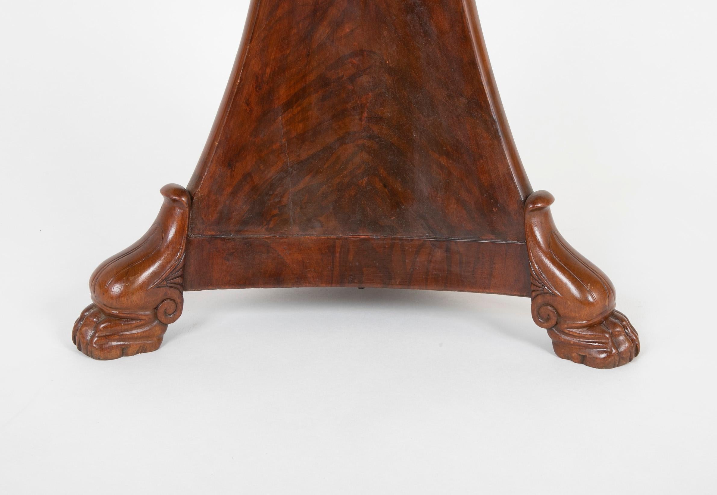 French Empire Mahogany Table with Rare Scagliola Marble Top 6