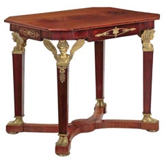 French Empire Mahogany Winged-Figural Antique Gueridon Centre Table