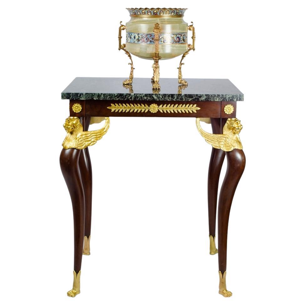 French Empire Mahogany Winged Griffins End Table For Sale