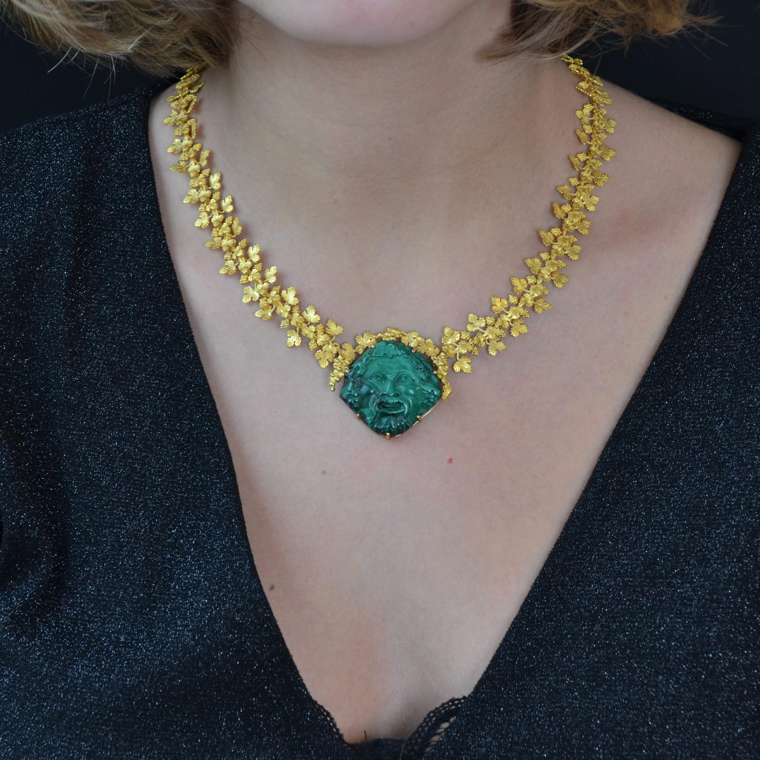 Non taillé Collier or came malachite Empire franais en vente