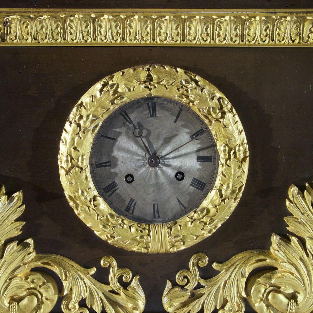 French Empire Mantel Clock Depicting Medici Lions 1
