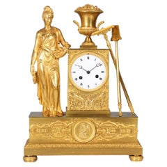 French Empire Mantel Clock, Ormulu, Symbolism of Farming, circa 1830