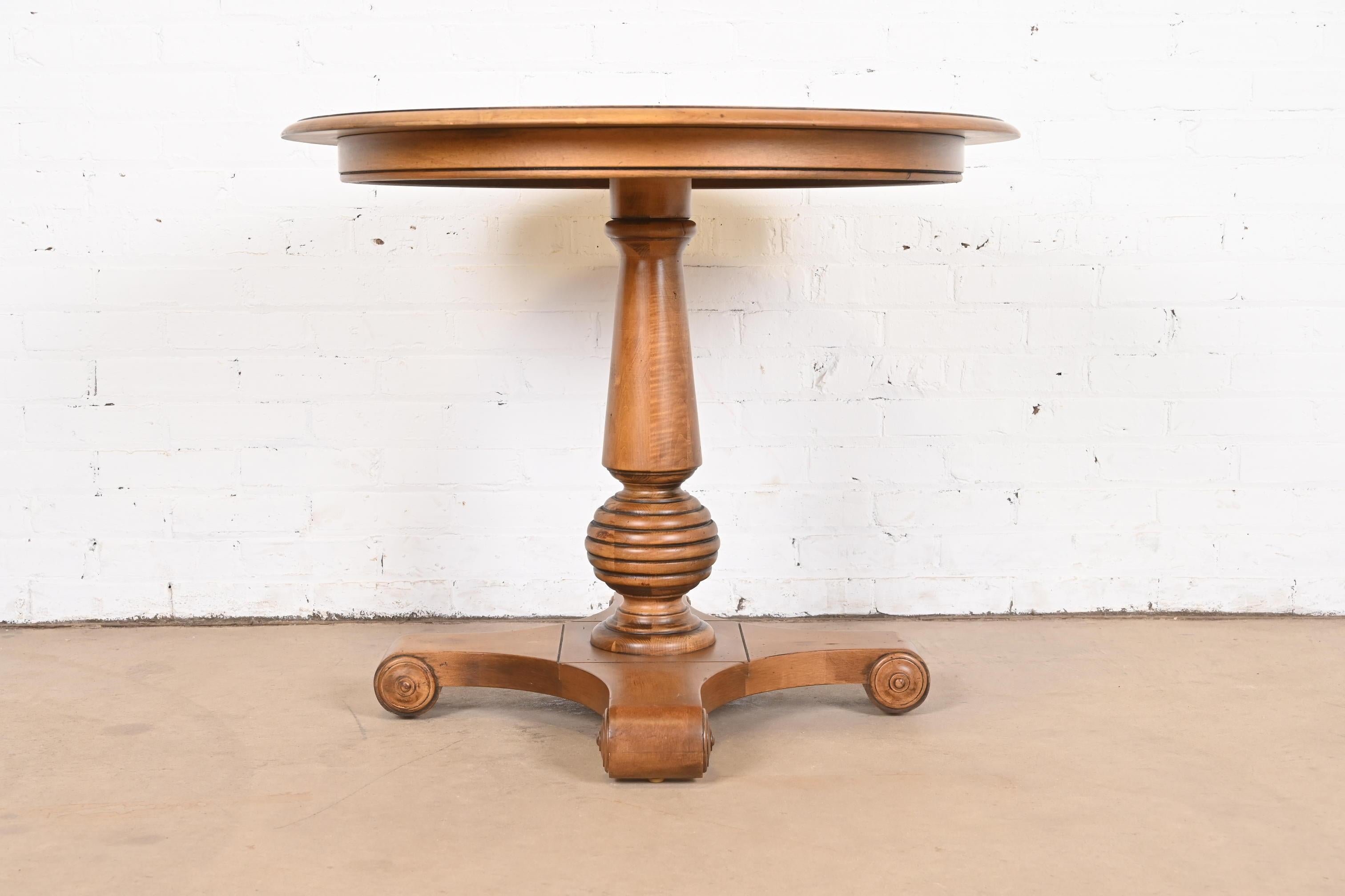 American French Empire Maple Pedestal Breakfast Table or Center Table