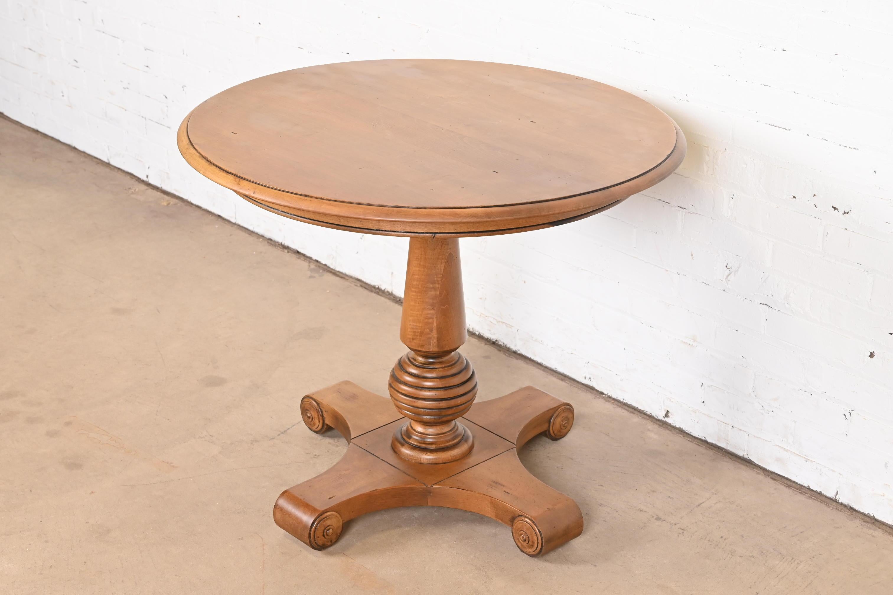 French Empire Maple Pedestal Breakfast Table or Center Table In Good Condition In South Bend, IN