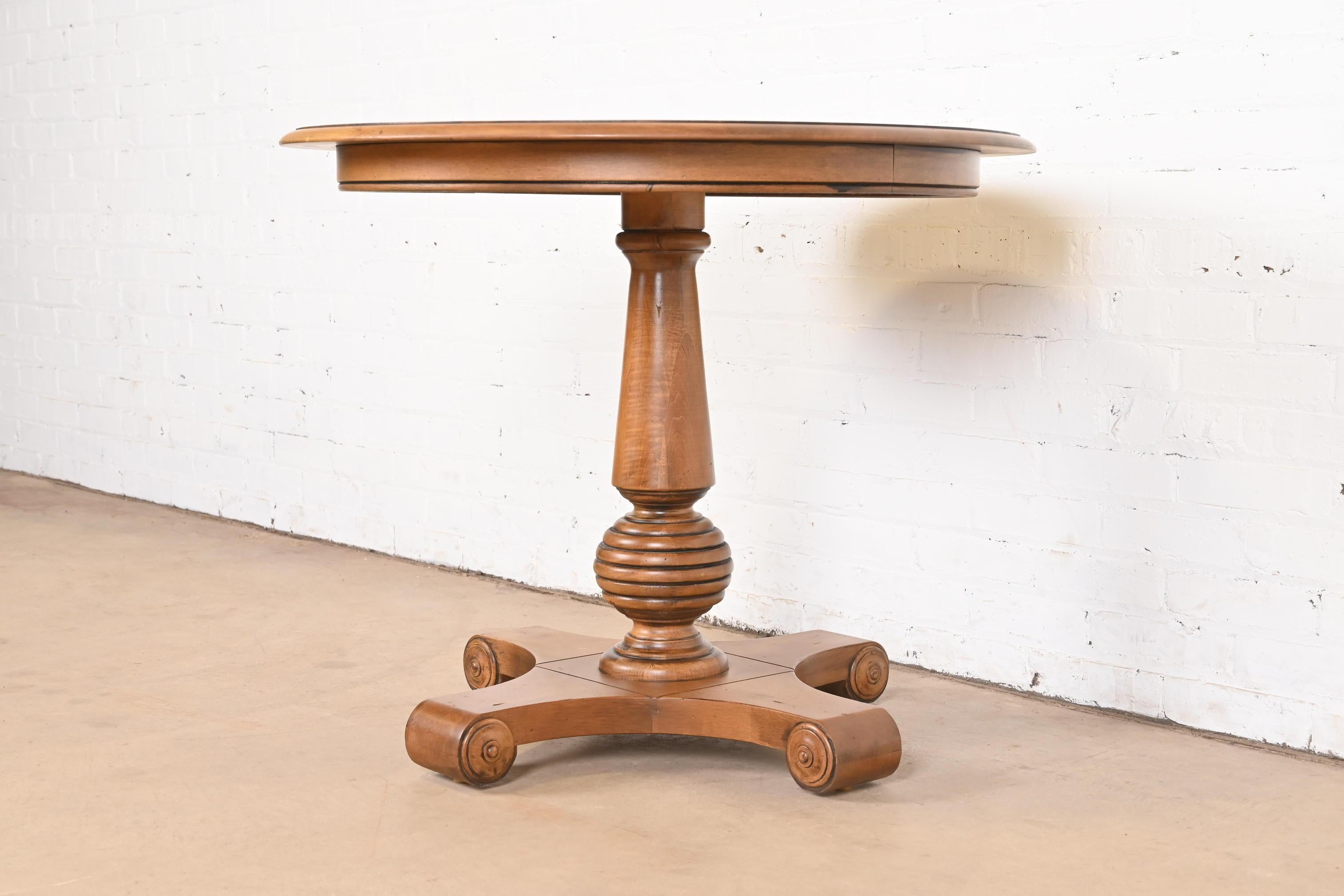 20th Century French Empire Maple Pedestal Breakfast Table or Center Table