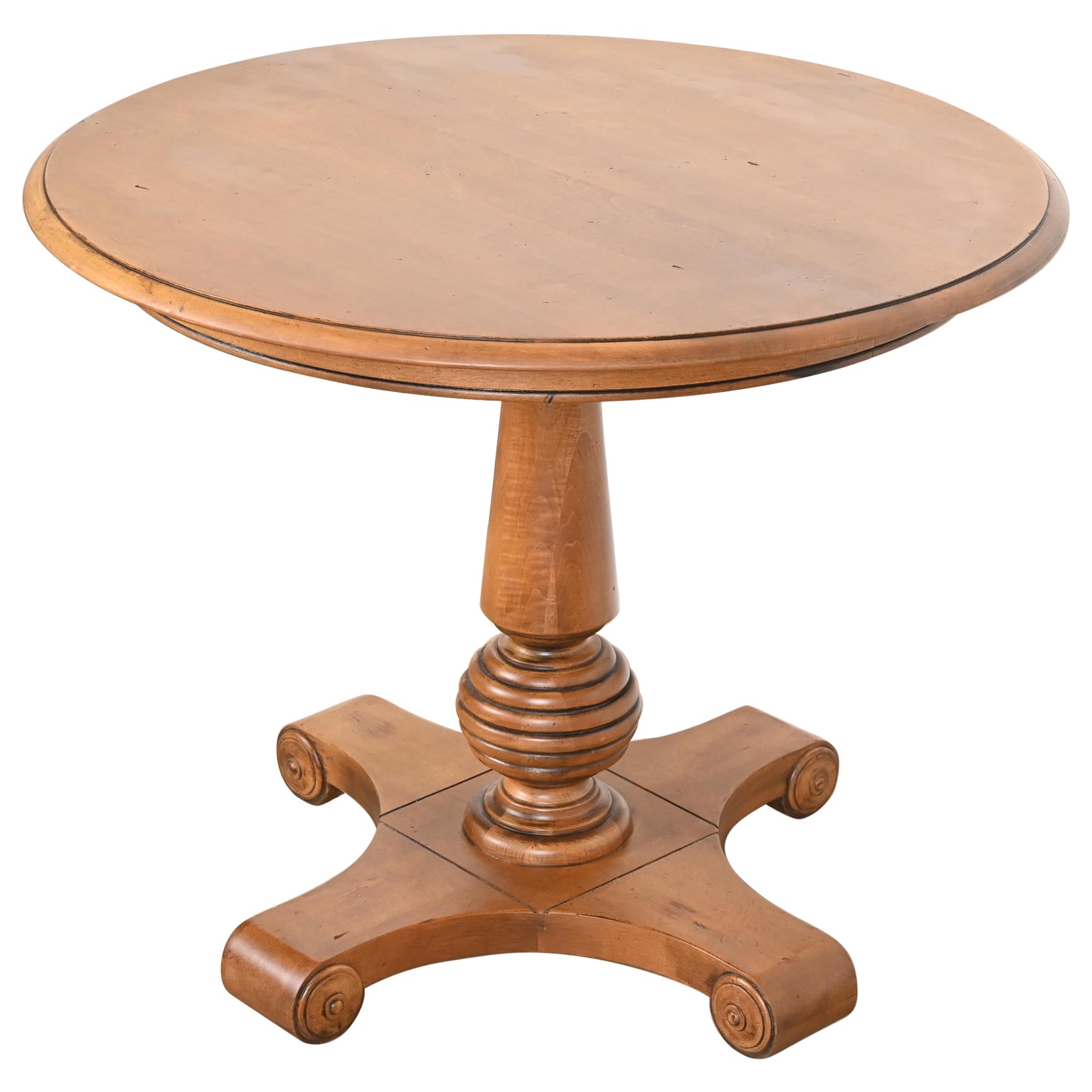 French Empire Maple Pedestal Breakfast Table or Center Table