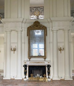 French Empire Marble Bronze Statue Ormulu Black Mantel