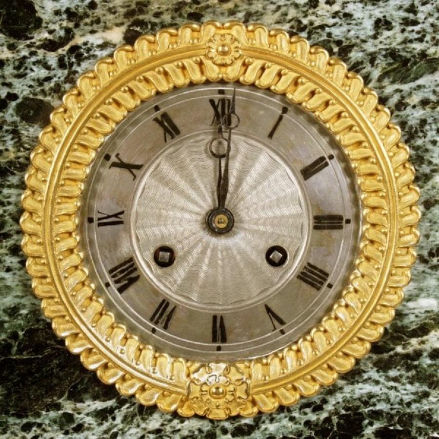 European French Empire Marble & Ormolu Clock, 19th Century For Sale