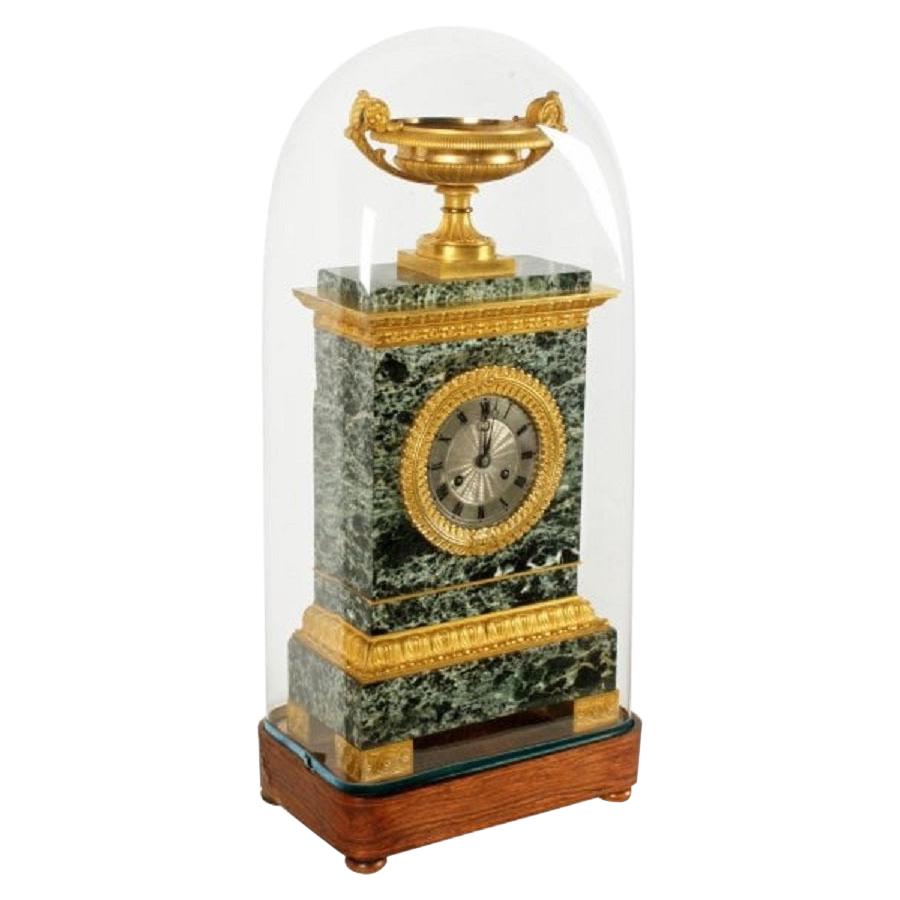 French Empire Marble & Ormolu Clock, 19th Century For Sale