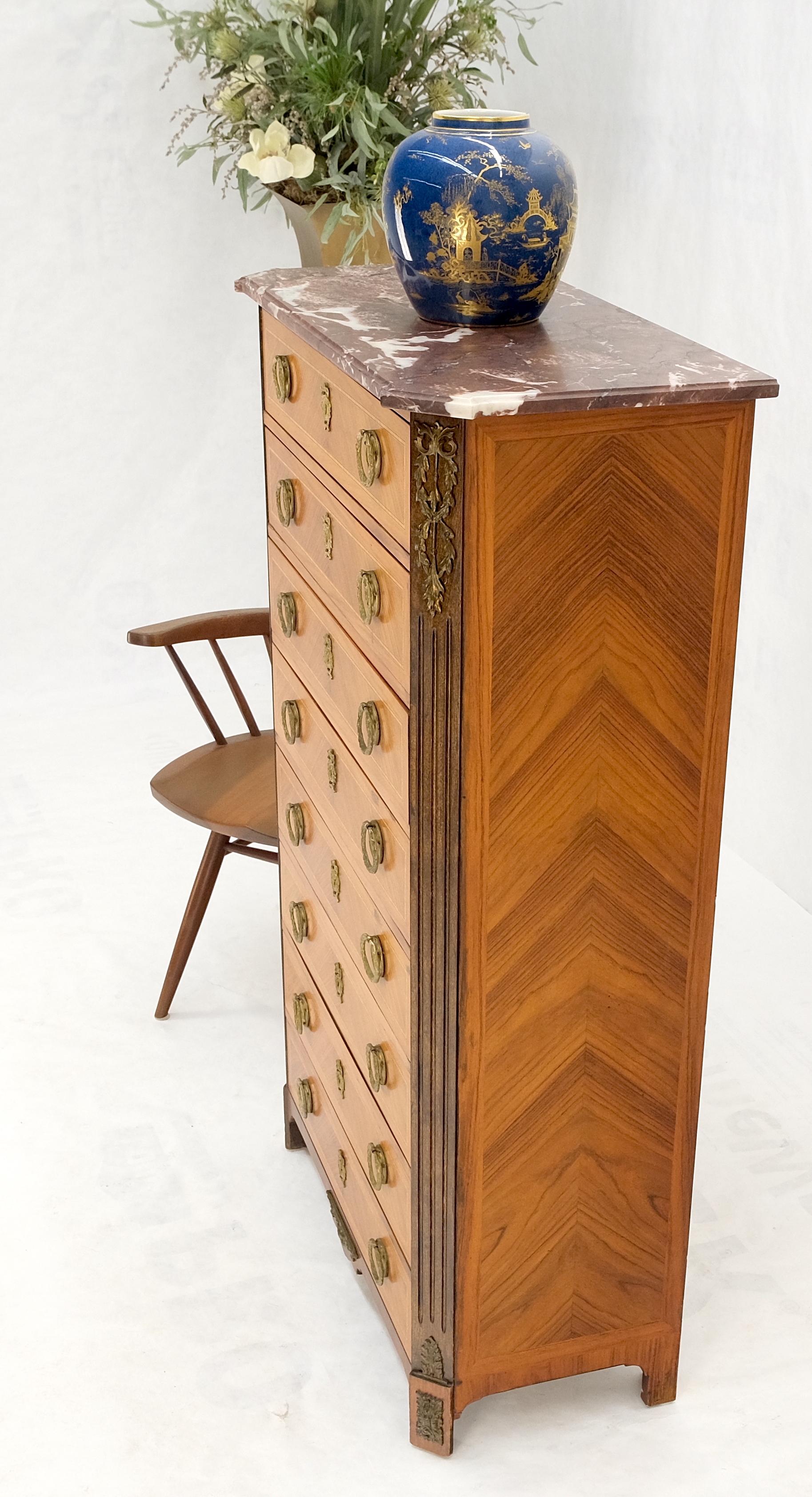French Empire Marble Top Bronze Mounted Lingerie Chest Tall Narrow Dresser Mint! 5