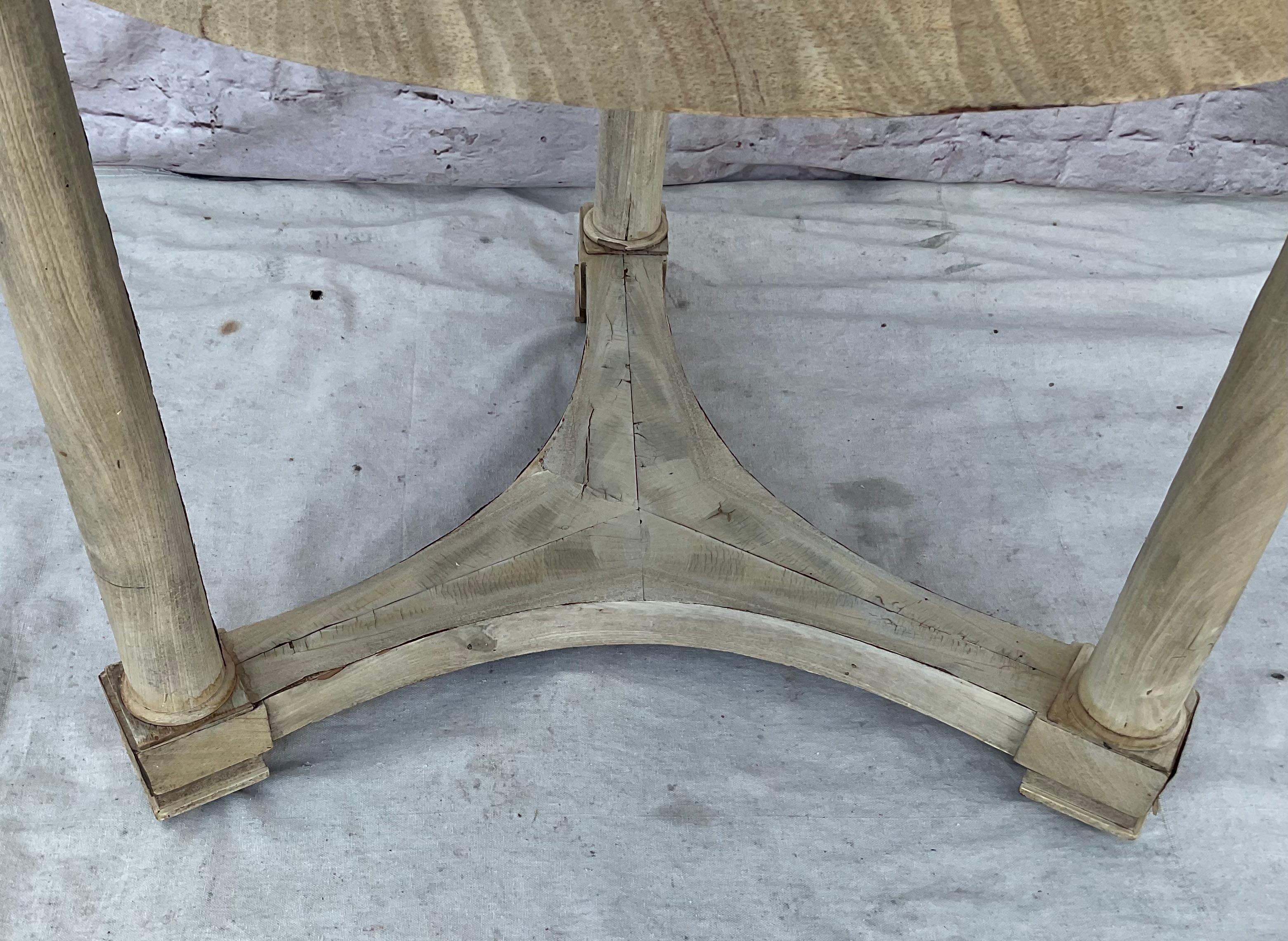 French Empire Marble Top Center Table Bleached Mahagony For Sale 4