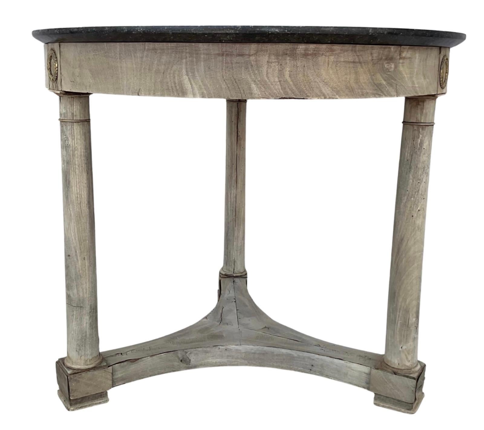 French Empire Marble Top Center Table Bleached Mahagony For Sale 7