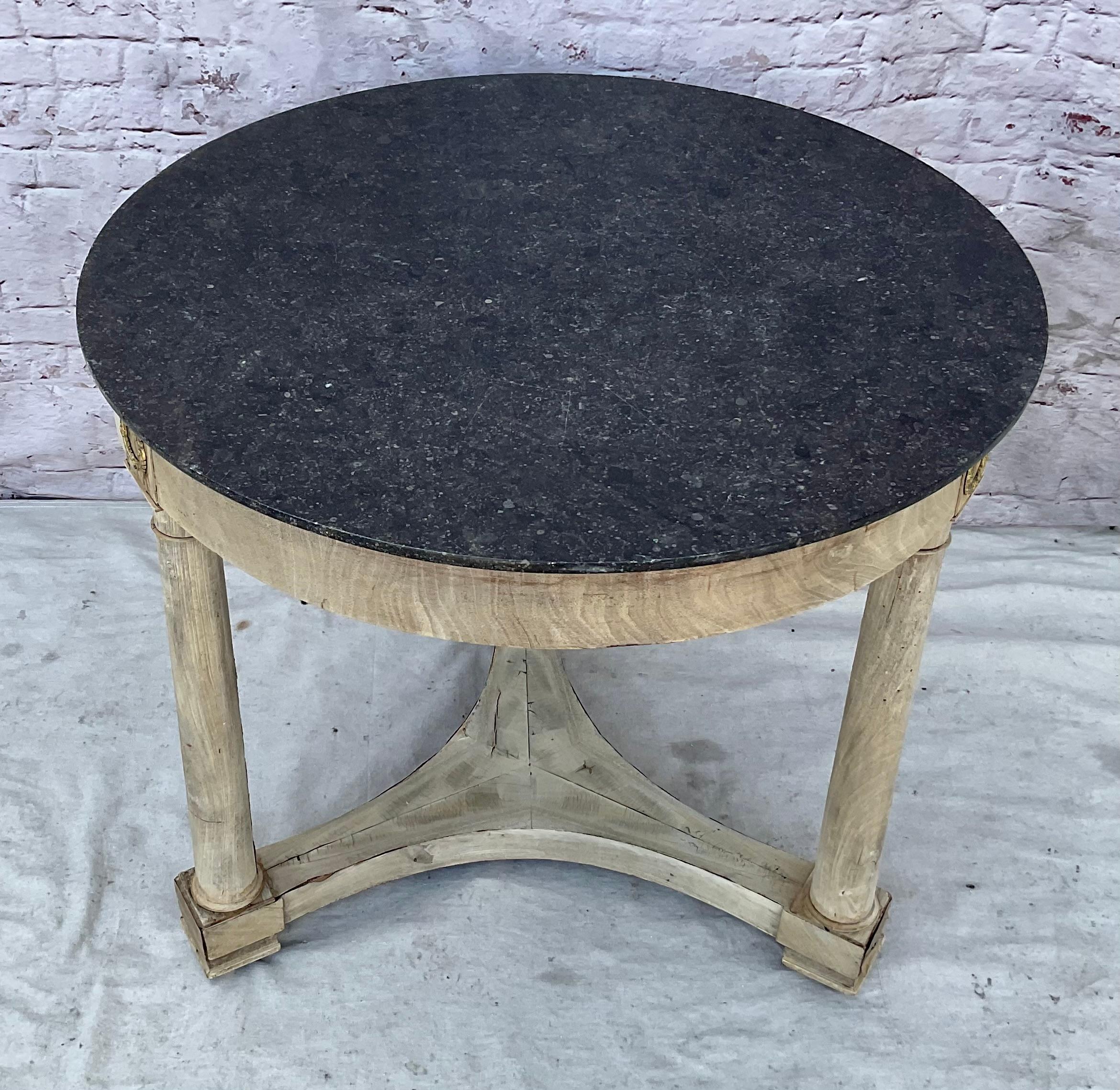 French Empire Marble Top Center Table Bleached Mahagony For Sale 6