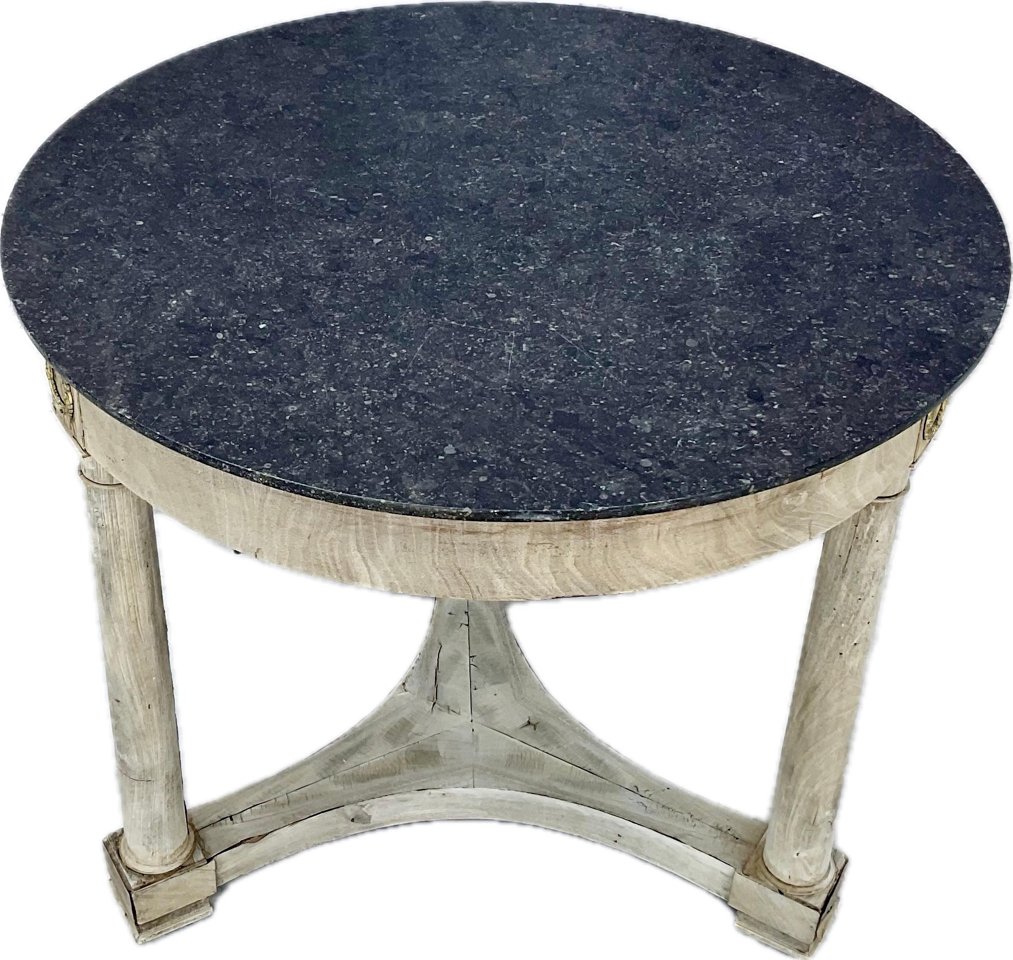 French Empire Marble Top Center Table Bleached Mahagony For Sale 9