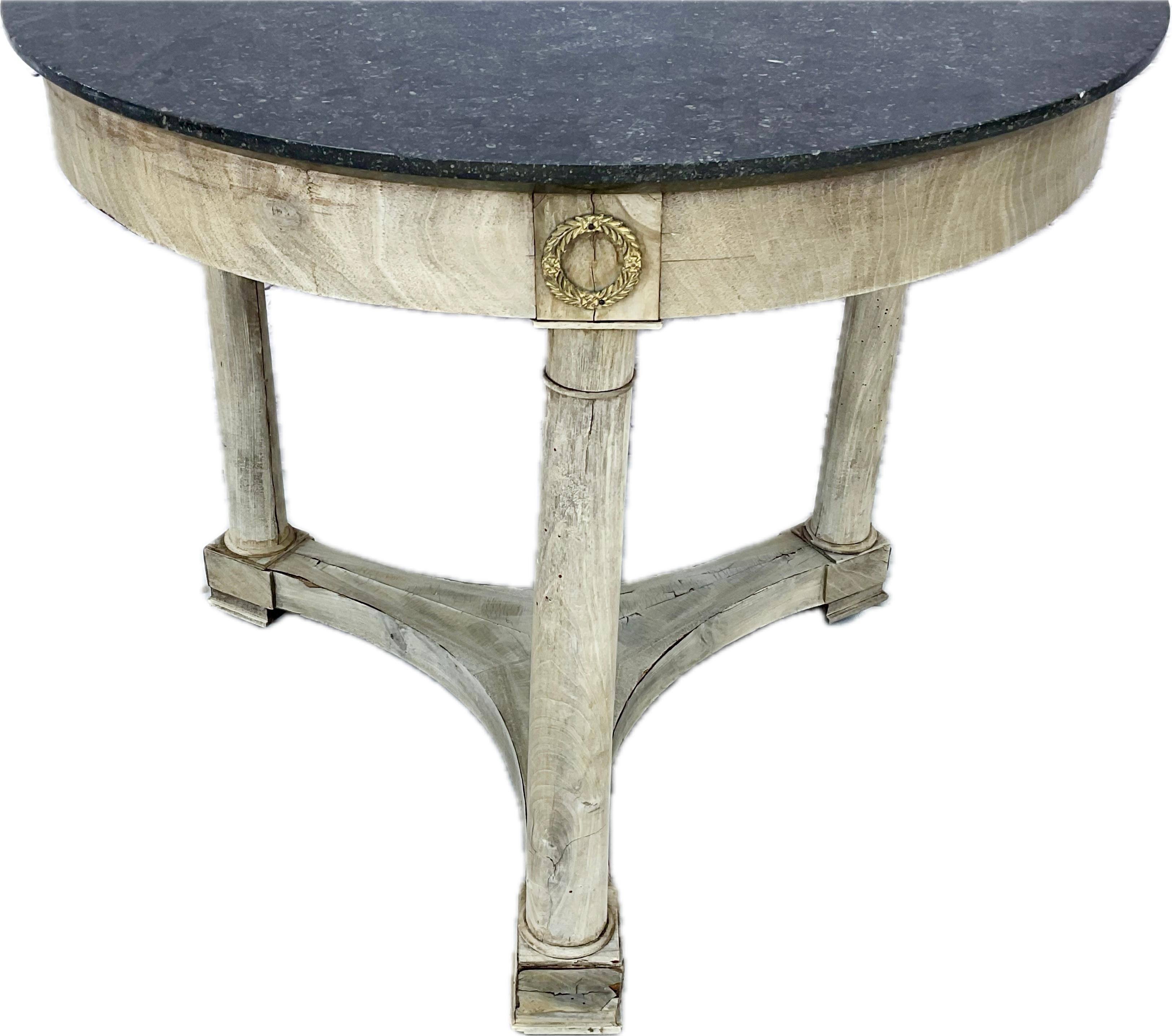 French Empire Marble Top Center Table Bleached Mahagony For Sale 11
