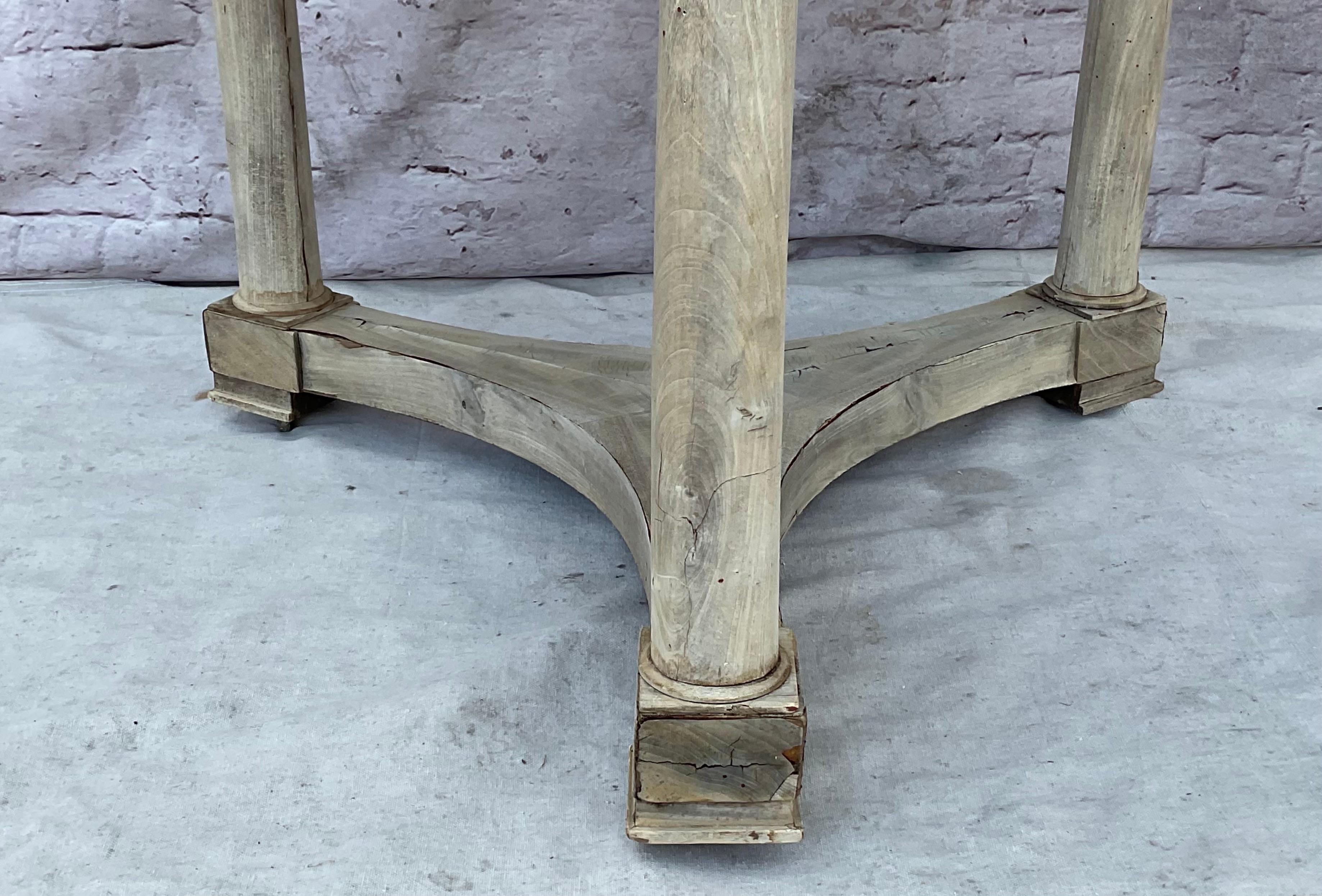 French Empire Marble Top Center Table Bleached Mahagony For Sale 2
