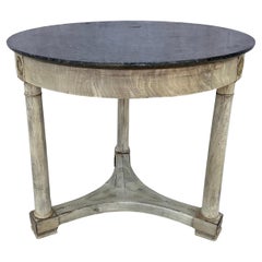French Empire Marble Top Center Table Bleached Mahagony
