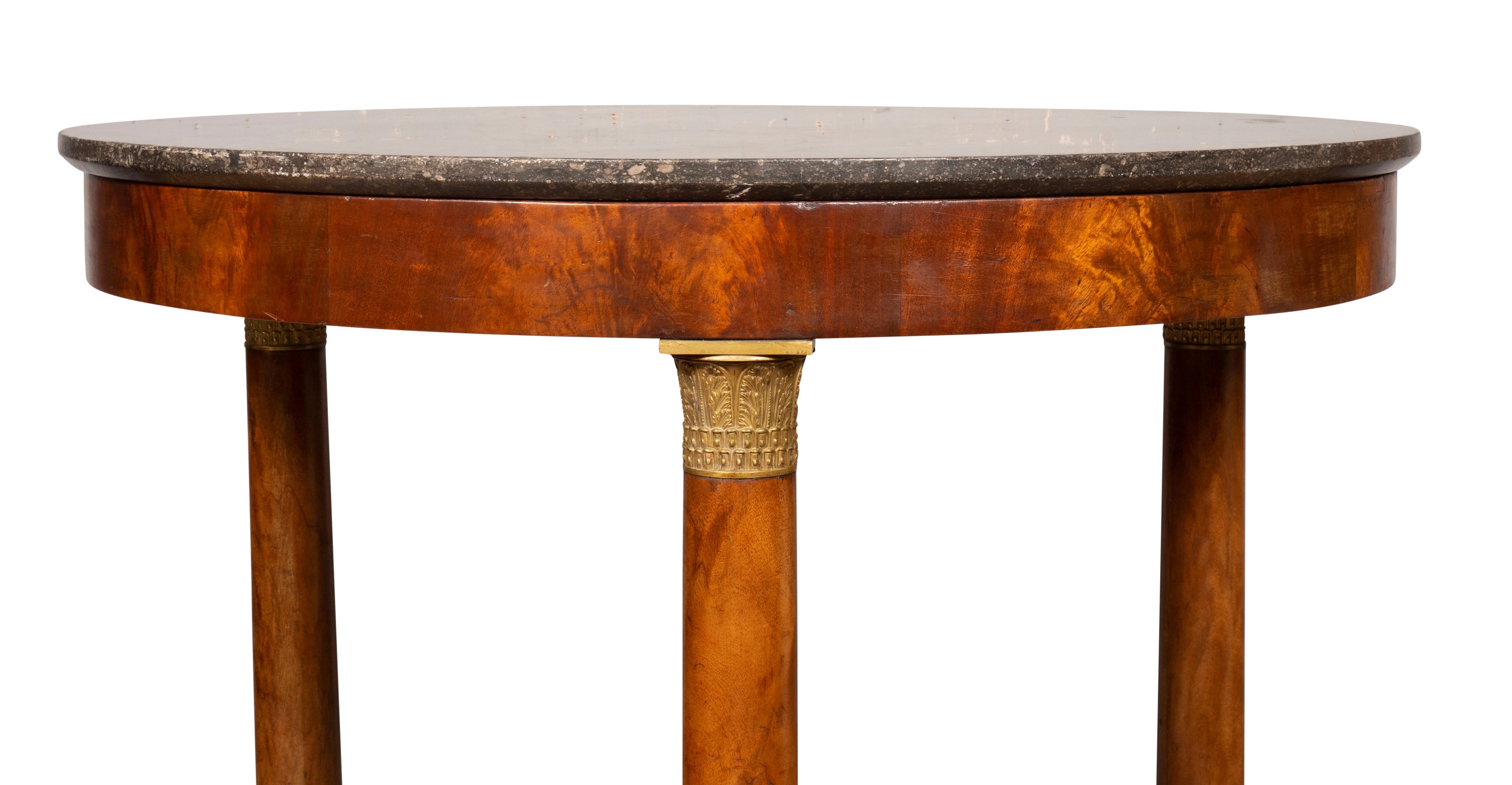 Bronze French Empire Marble Top Mahogany Center Table
