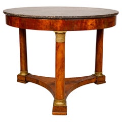 Antique French Empire Marble Top Mahogany Center Table