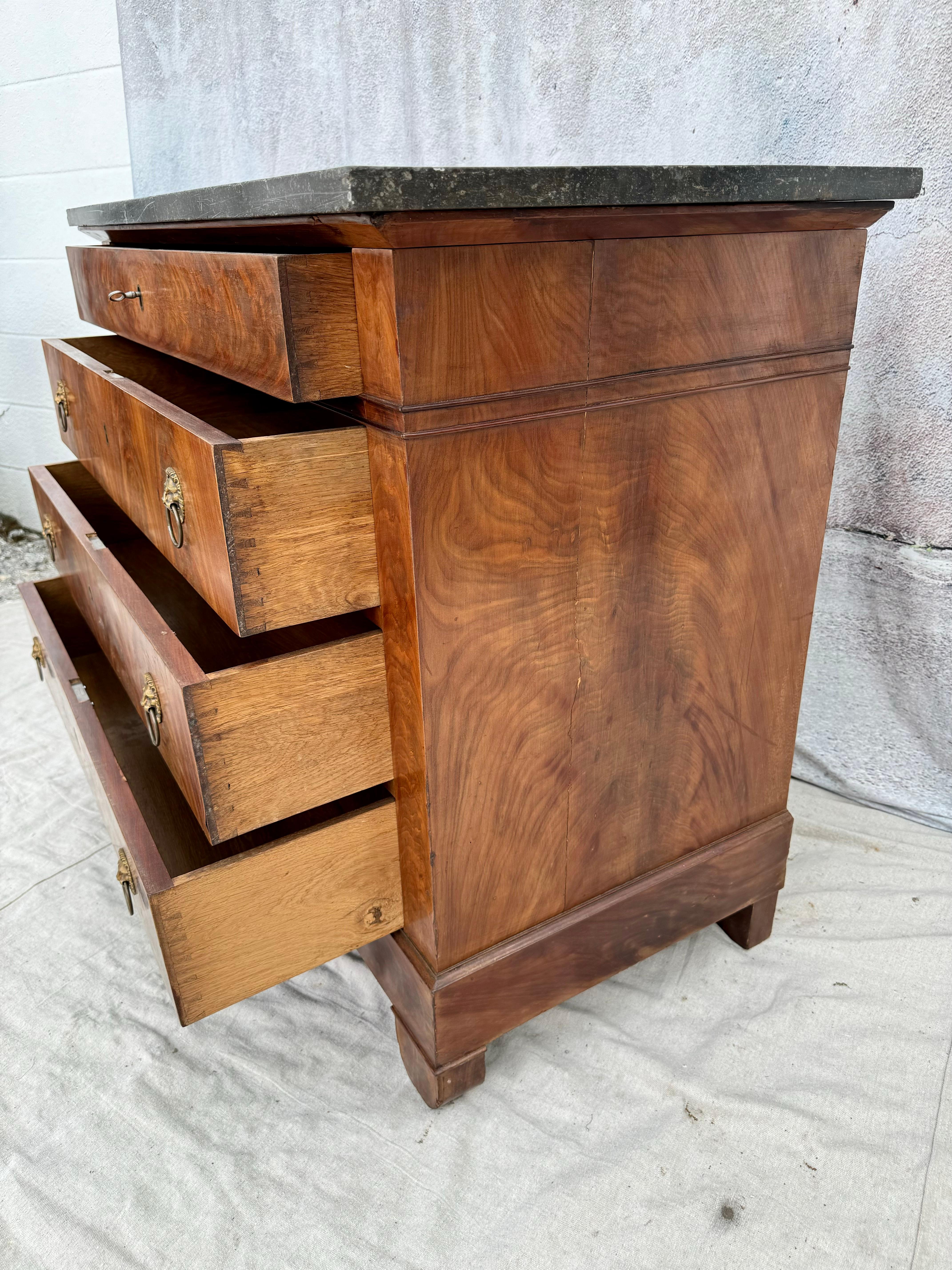 French Empire Marble Top Walnut Commode For Sale 1