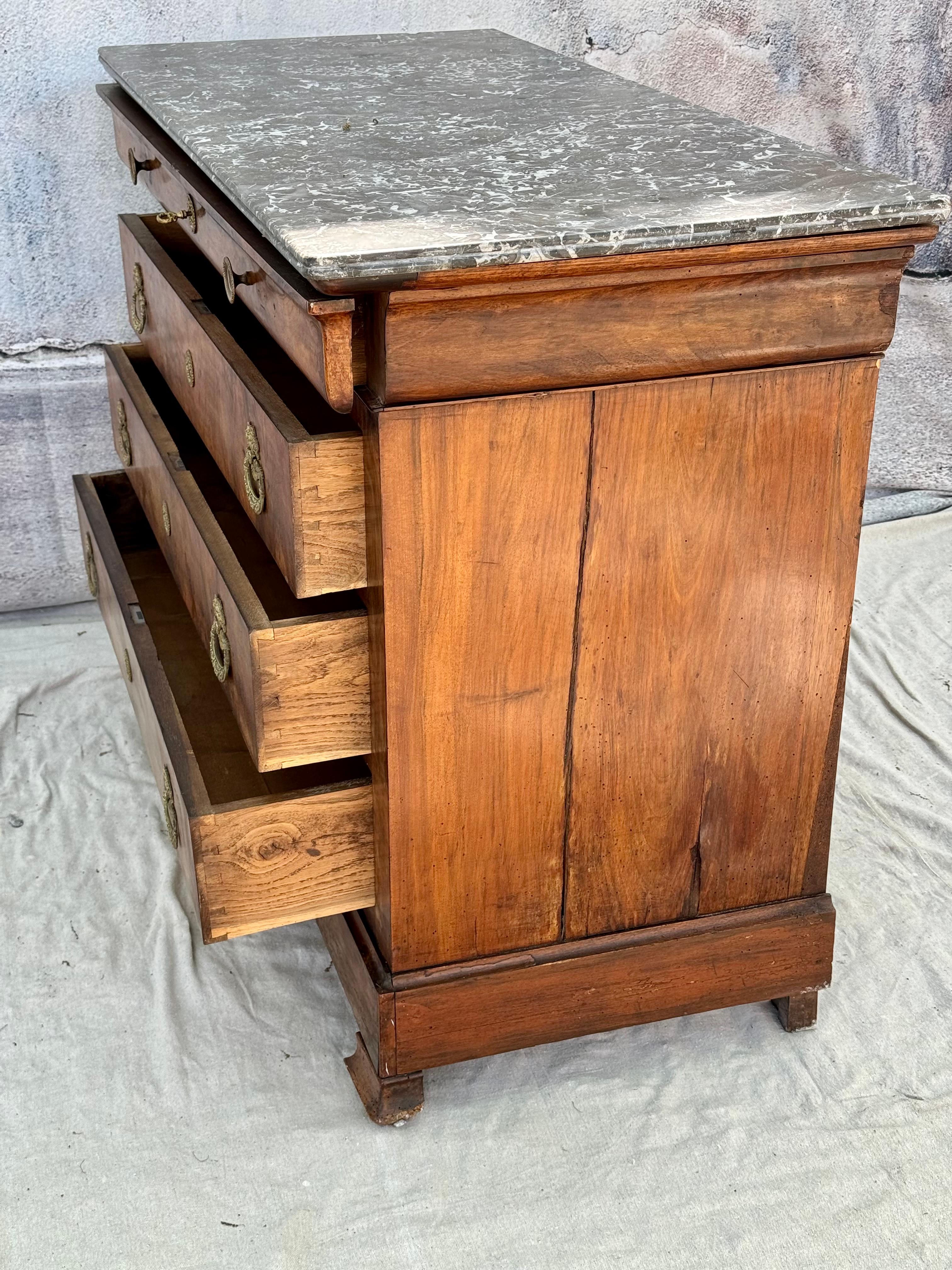 French Empire Marble Top Walnut Commode 3