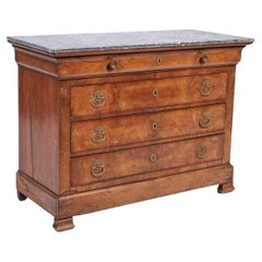 Antique French Empire Marble Top Walnut Commode