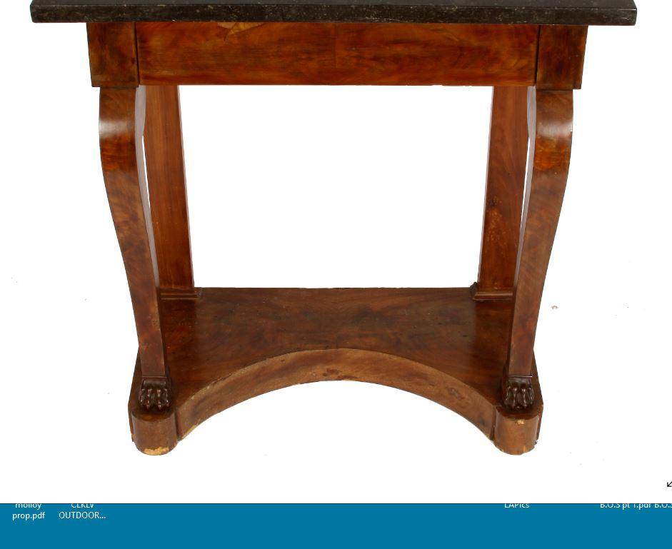 20th Century French Empire Marble Top Walnut Pier Table
