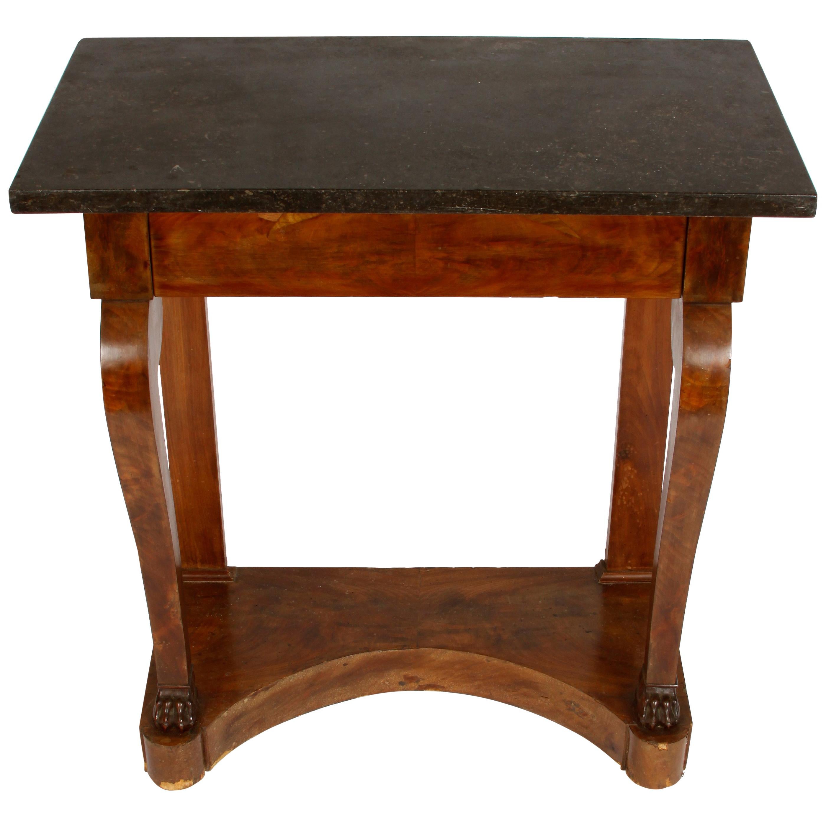 French Empire Marble Top Walnut Pier Table