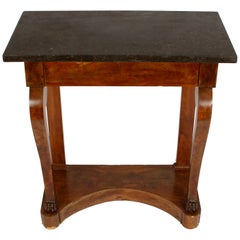 Antique French Empire Marble Top Walnut Pier Table