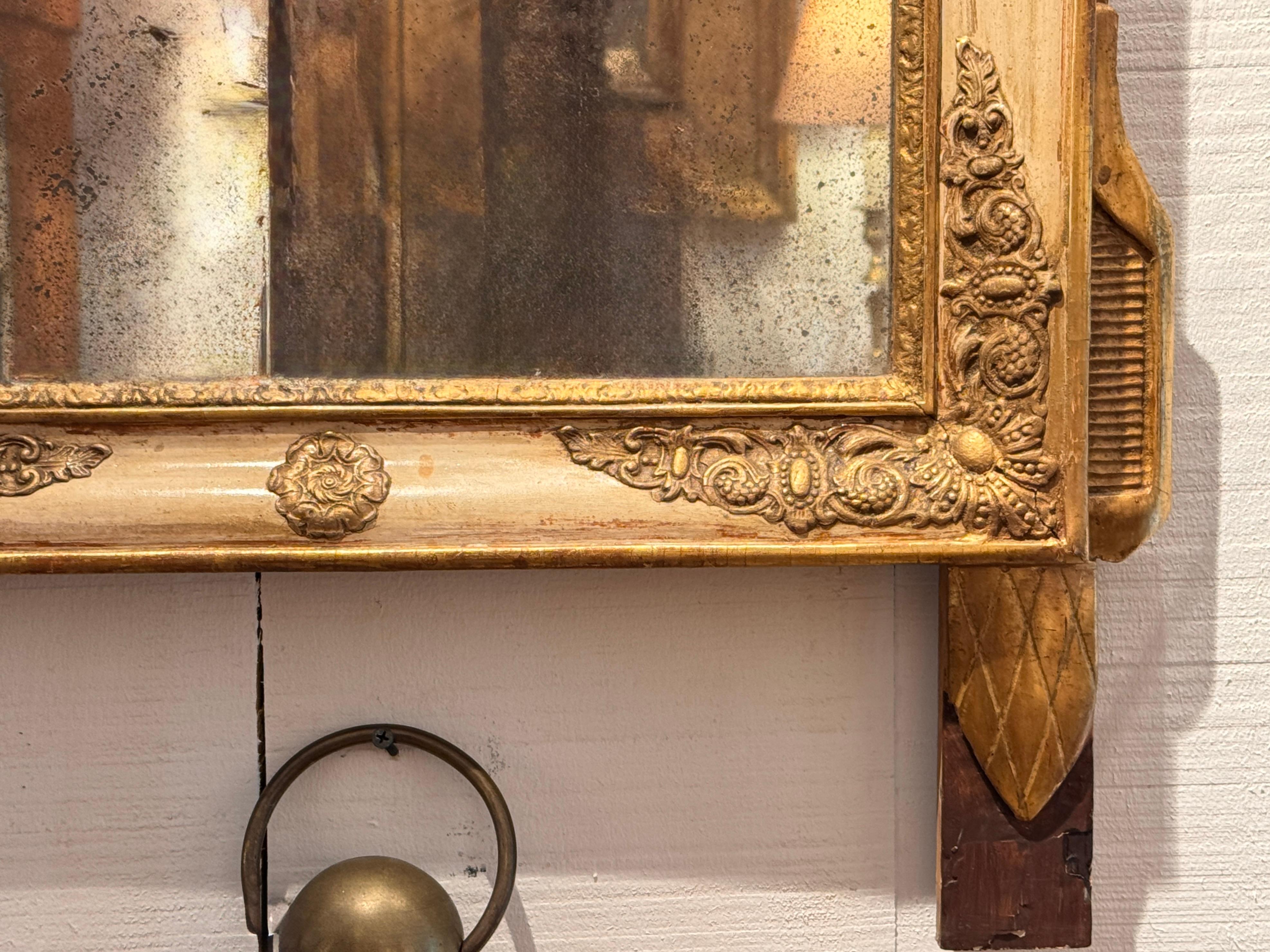 French Empire Mirror With Carved Lyre Motif at Crest For Sale 3