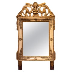 Miroir Empire français avec motif de lyre sculpté à l'écusson