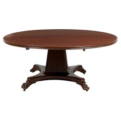 French Empire Monumental Ebonized Mahogany Circular Dining / Center Table