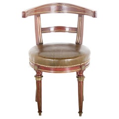 French Empire Napoleon III Mahogany and Leather Desk Chair