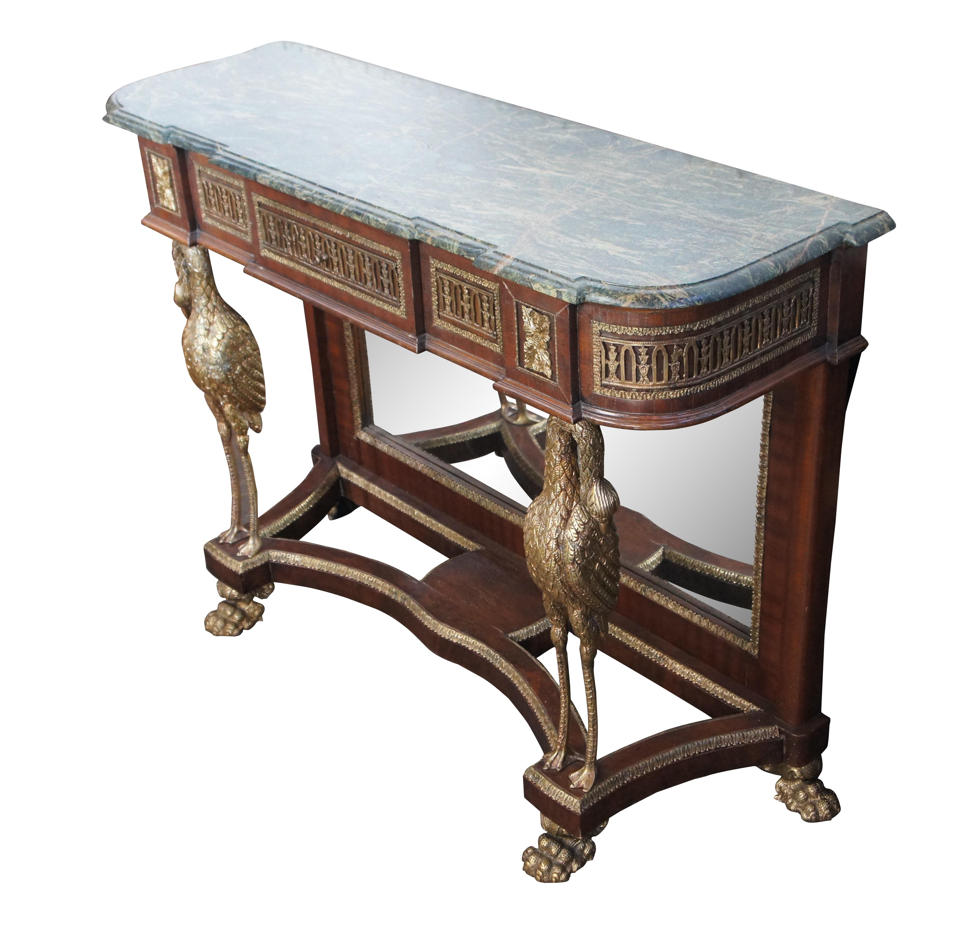 Table console de style Empire français Napoléon III en acajou et bronze à motif figuratif Bon état - En vente à Dayton, OH