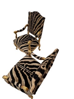 French Empire Napoleonic Style Chairs in South African Zebra Hide