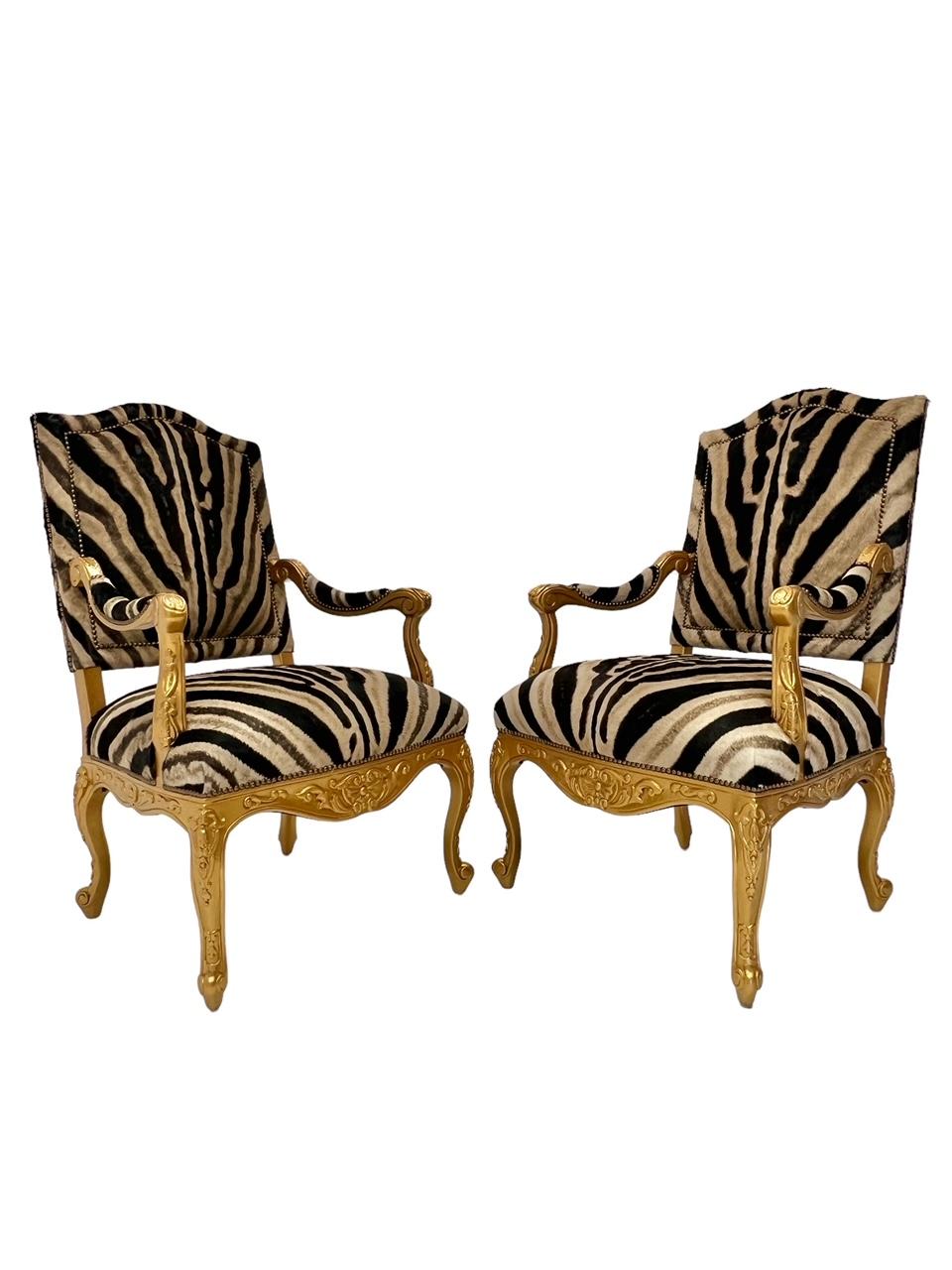 Französische Empire-Stühle im napoleonischen Stil aus südafrikanischem Zebrafell (Französische Provence) im Angebot