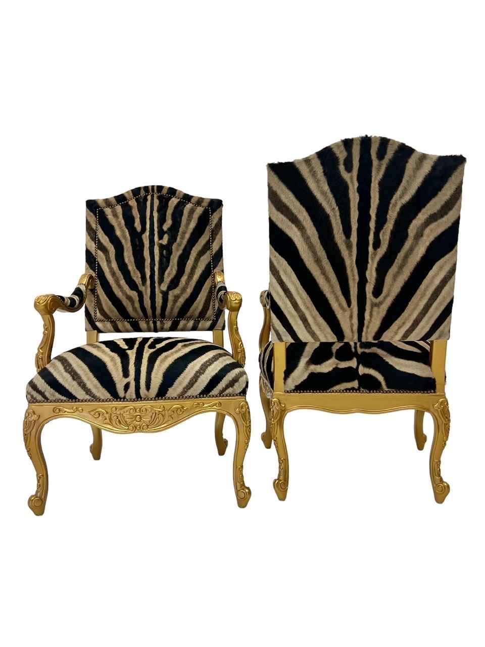 Französische Empire-Stühle im napoleonischen Stil aus südafrikanischem Zebrafell (19. Jahrhundert) im Angebot