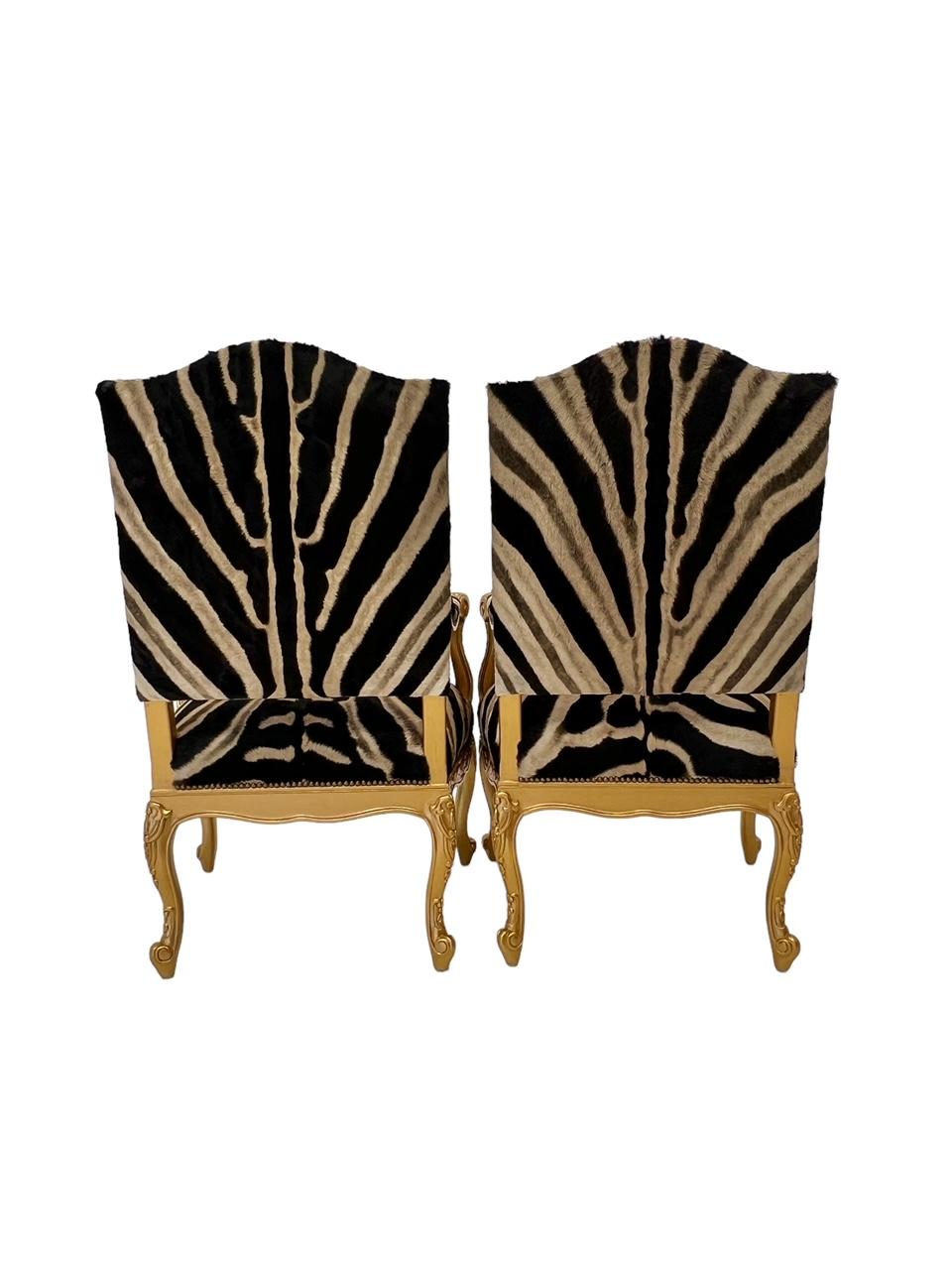 19th Century French Empire Napoleonic Style Chairs in South African Zebra Hide For Sale
