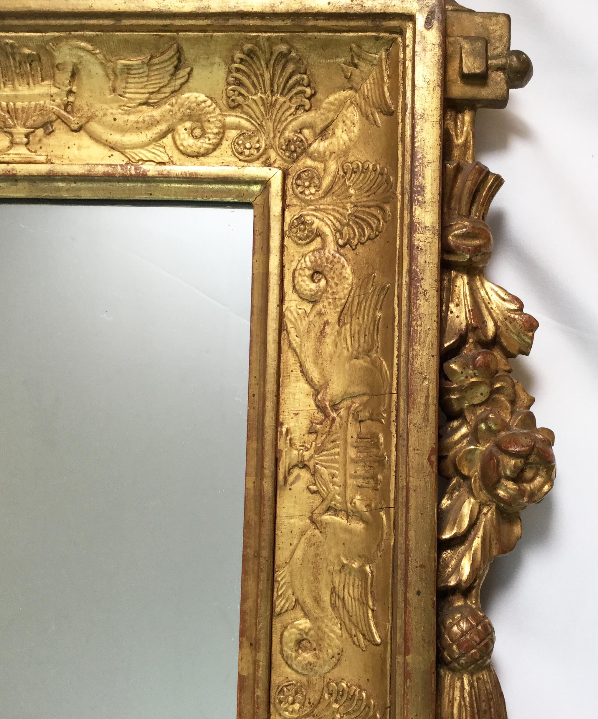 20th Century French Empire Napoleonic Style Giltwood Mirror with Eagles